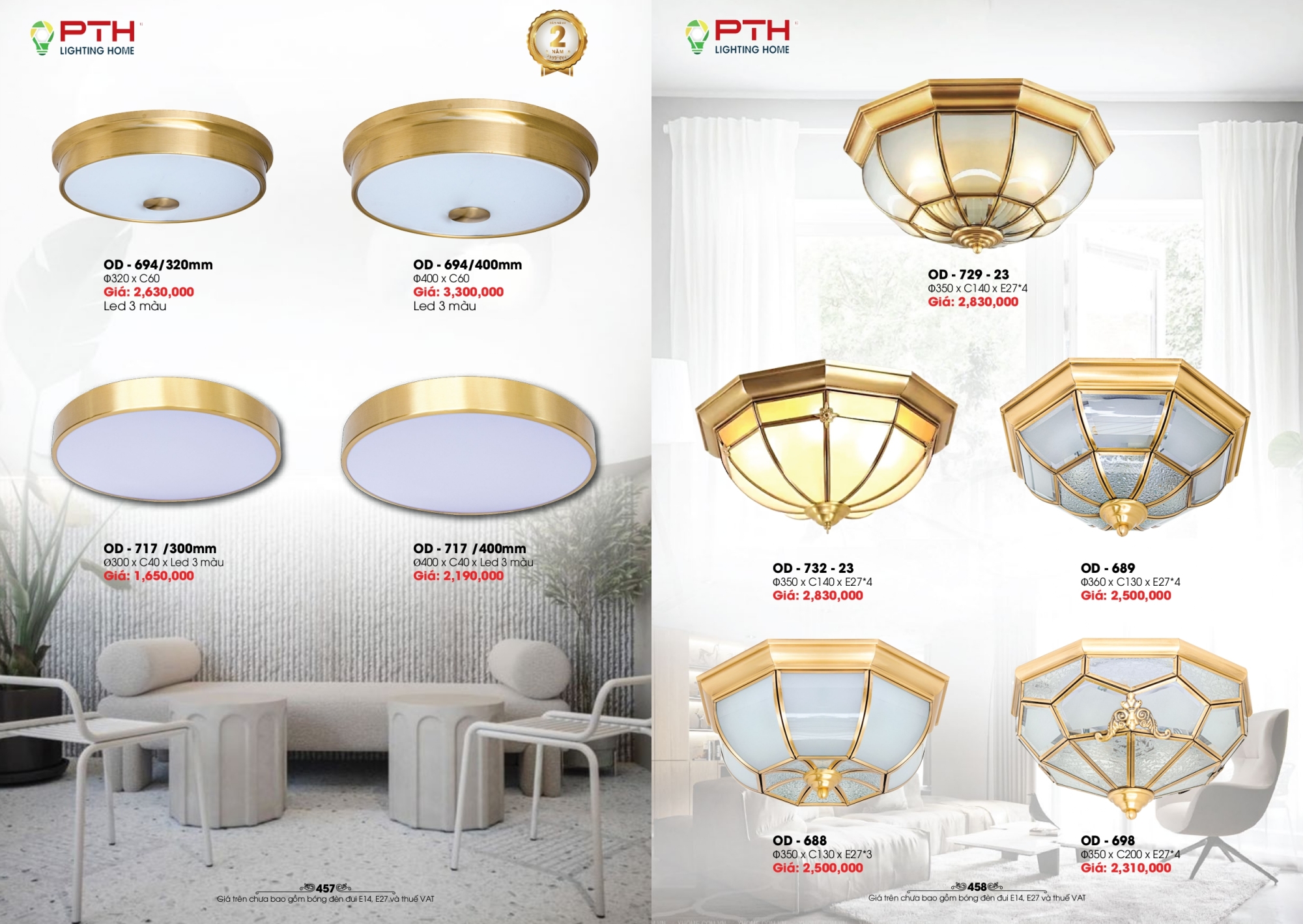 Bảng giá đèn trang trí PTH Lighting Home 2026